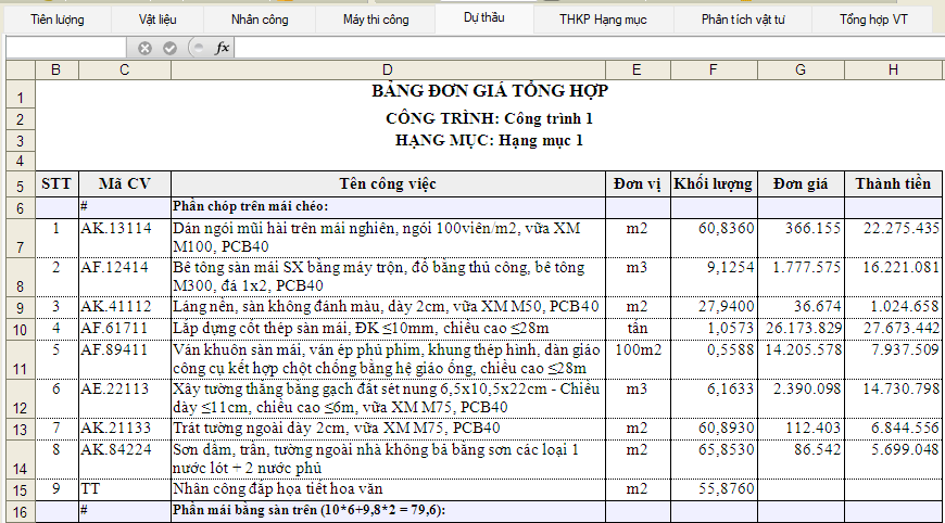 hướng dẫn bóc tách dự toán công trình